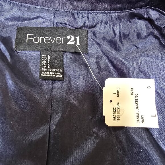 Forever 21 Women's Large Blue Sequin Shimmer Blazer Jacket Large NWT - Picture 4 of 5